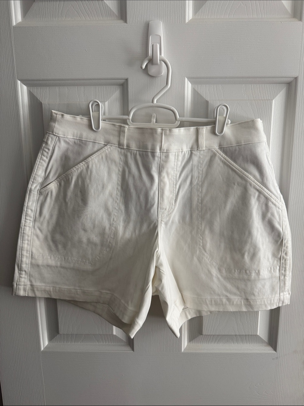 SPANX Off-White High-Rise Utility Bermuda Shorts